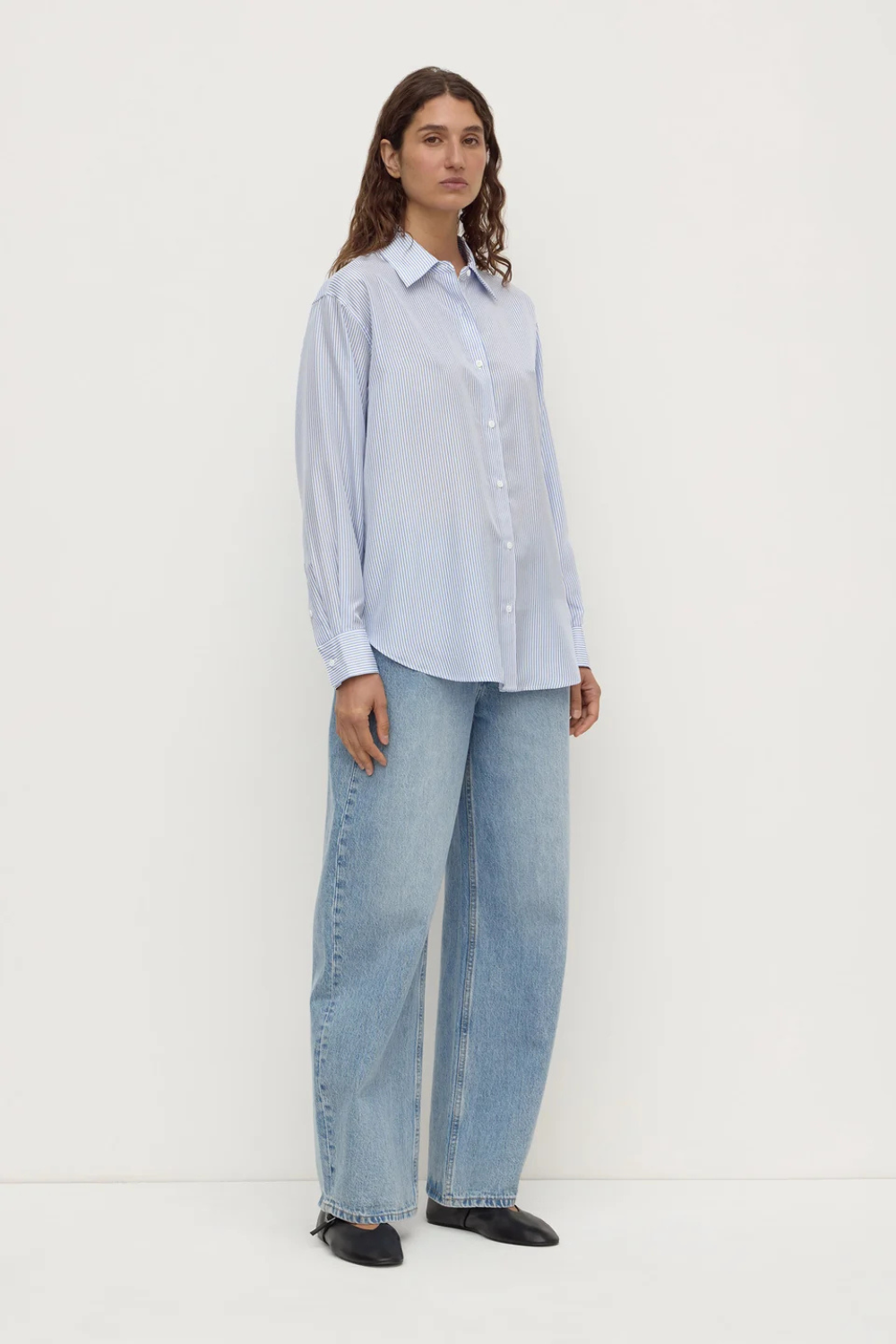 Spencer Stripe Silk Shirt | Blue/White Stripe