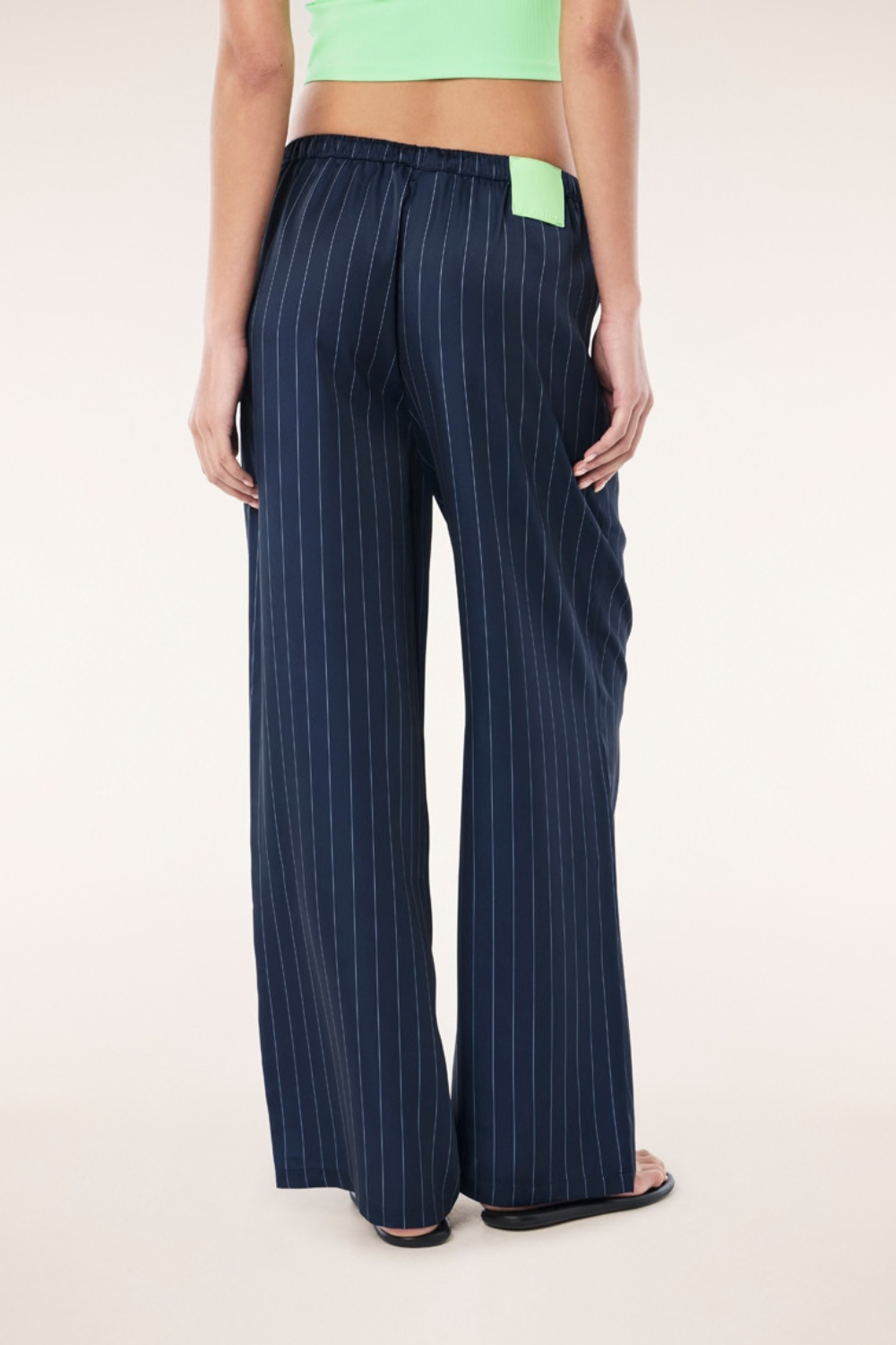 Balance Satin Pant | Dark Navy Pinstripe