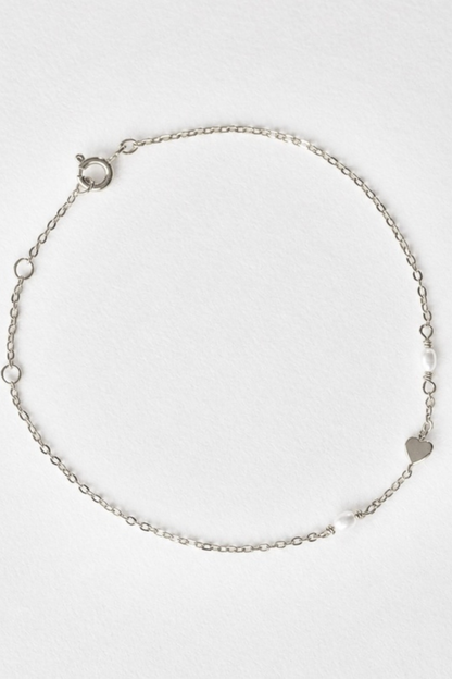Heart & Pearl Bracelet | Silver