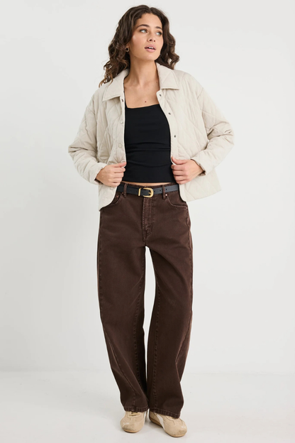 Absolute Putty Collared Quilted Jacket