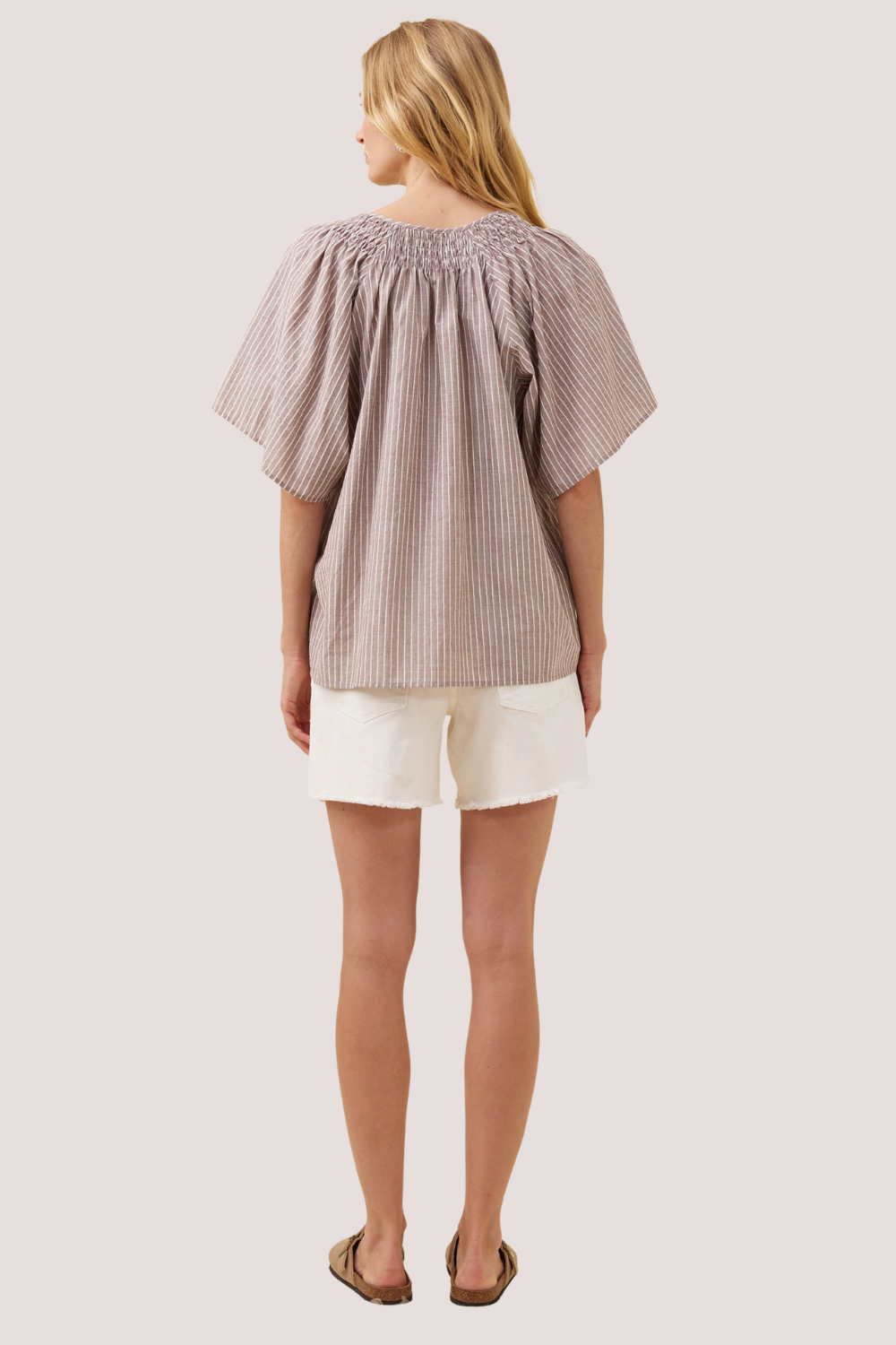 Lyndell Shirred Top | Taupe