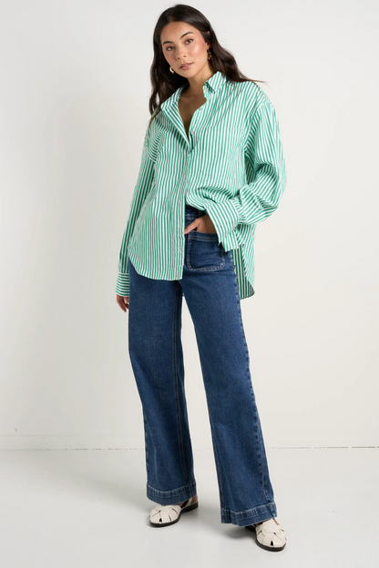 You Got This Green Stripe Poplin Oversized Shirt