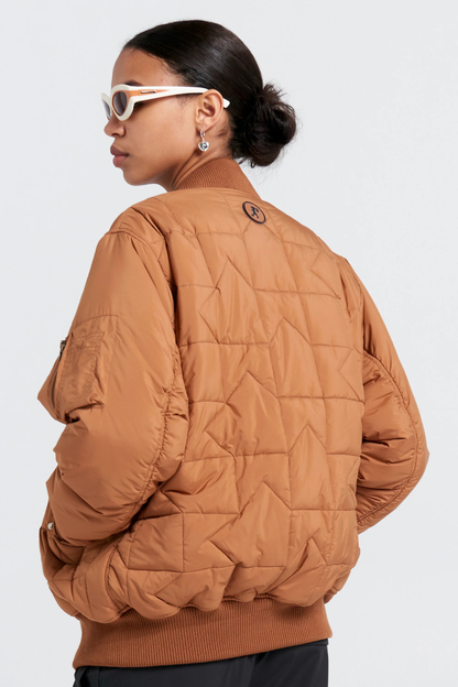 Quilted Bomber Jacket | Dark Tan