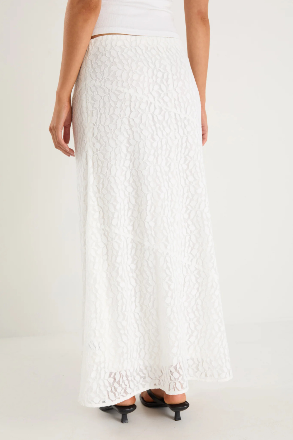 Zeus Ivory Lace Bias Maxi Skirt