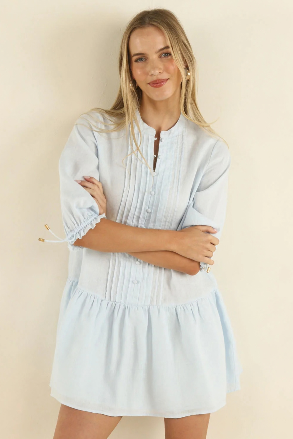 Hazel Smock Dress | Ice Blue