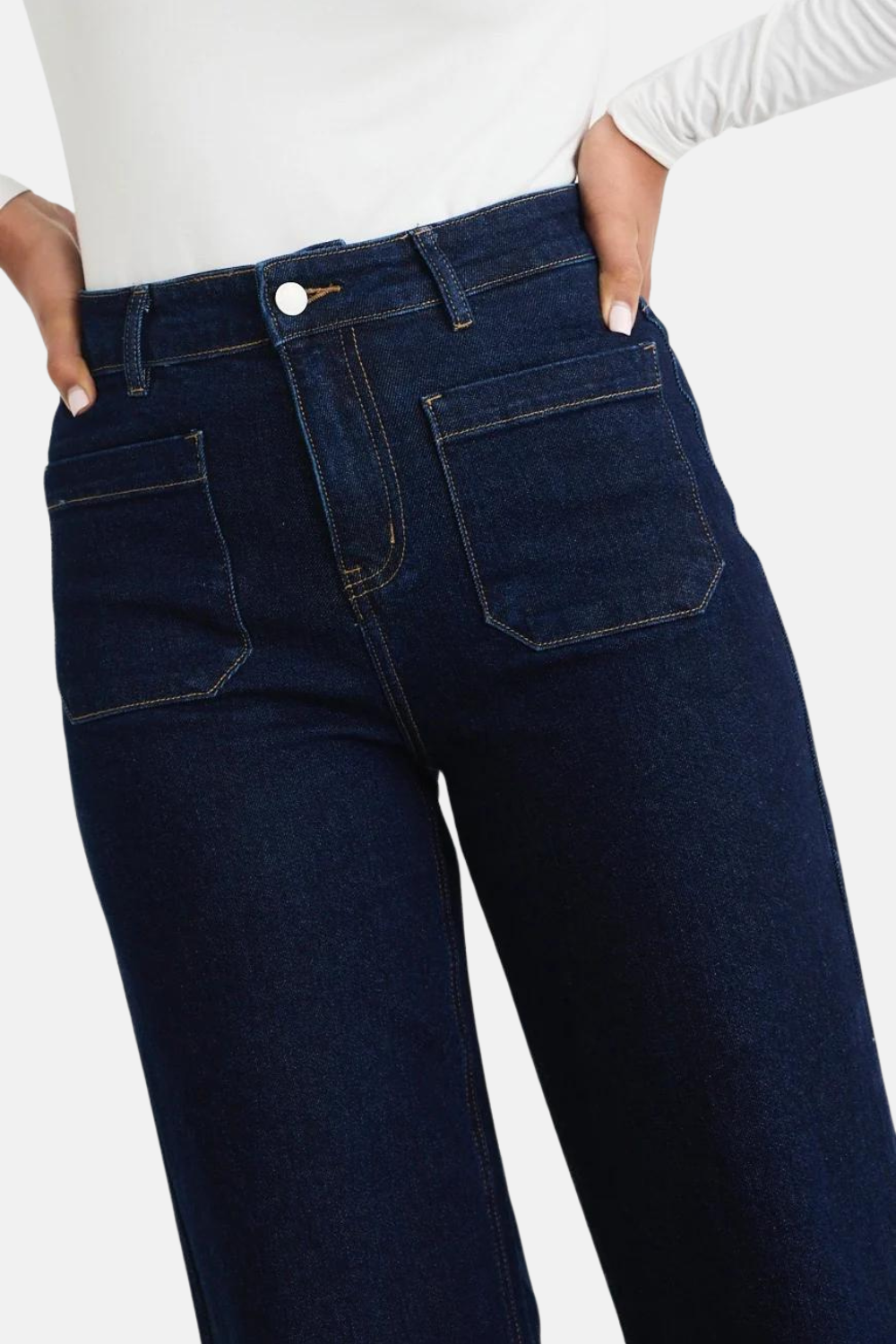 Zoey Indigo High Rise Wide Leg Pocket Jean