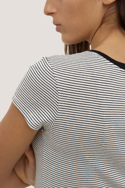 Thelma Stripe Short Sleeve Tee | Black/White