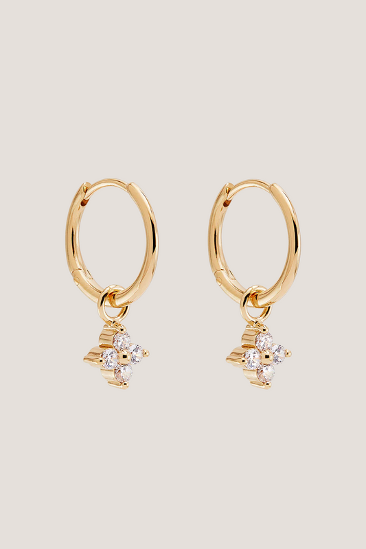 18k Gold Vermeil Crystal Bloom Hoops