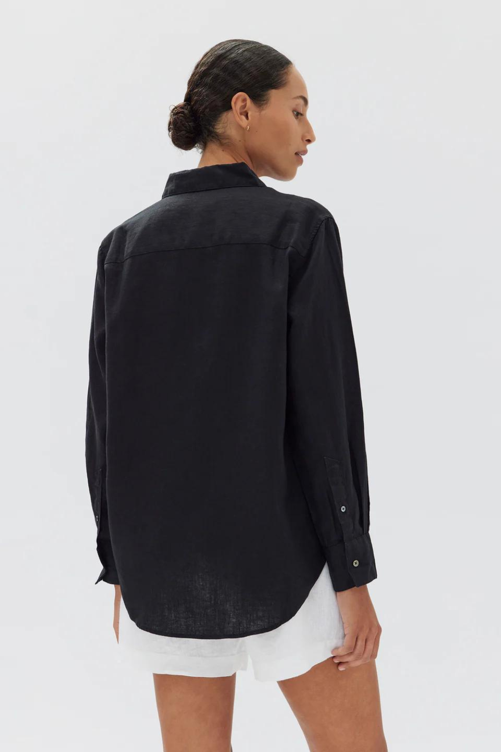 Xander Long Sleeve Linen Shirt | Black