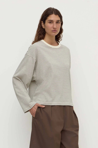 Malone Stripe Wide Sleeve Tee | Cream/Black