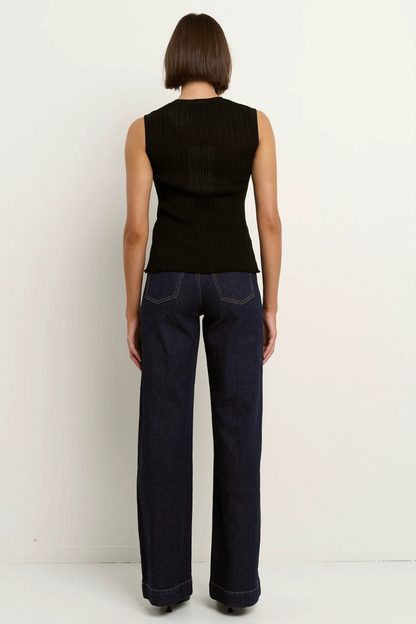 Zoey Indigo Petite High Rise Wide Leg Pocket Jean