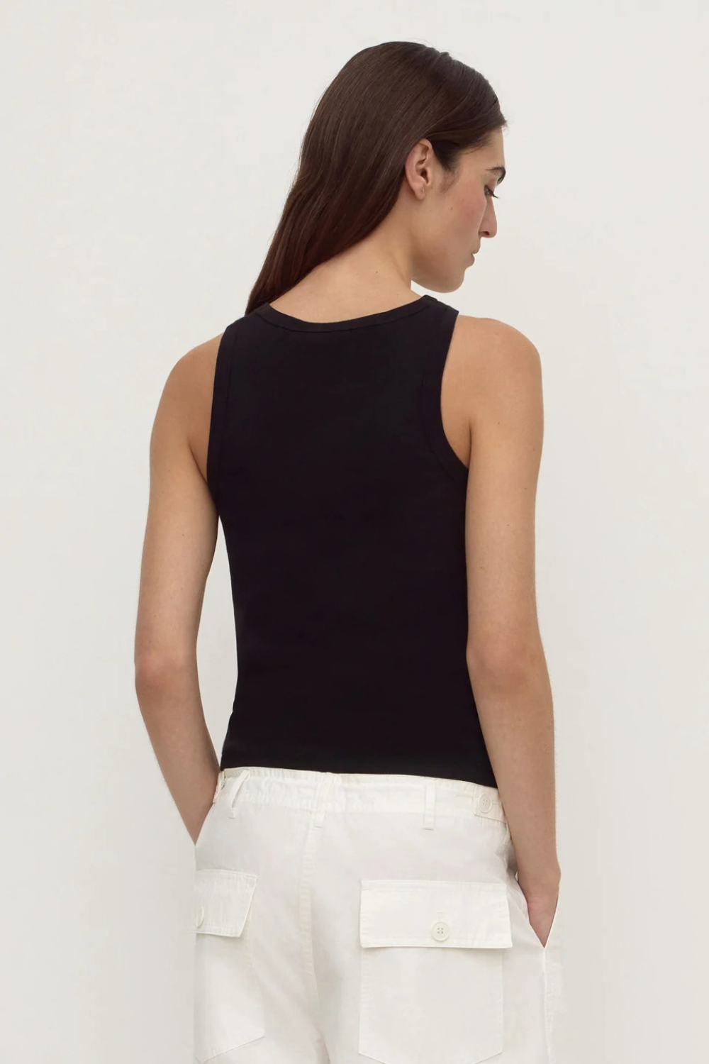 Robyn Scoop Neck Rib Tank | Black