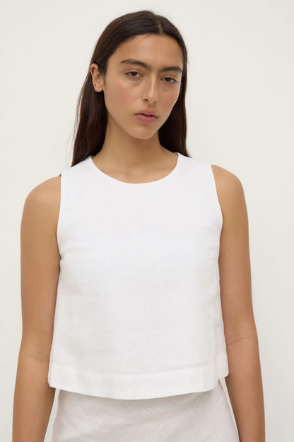 Estelle Linen Top | White