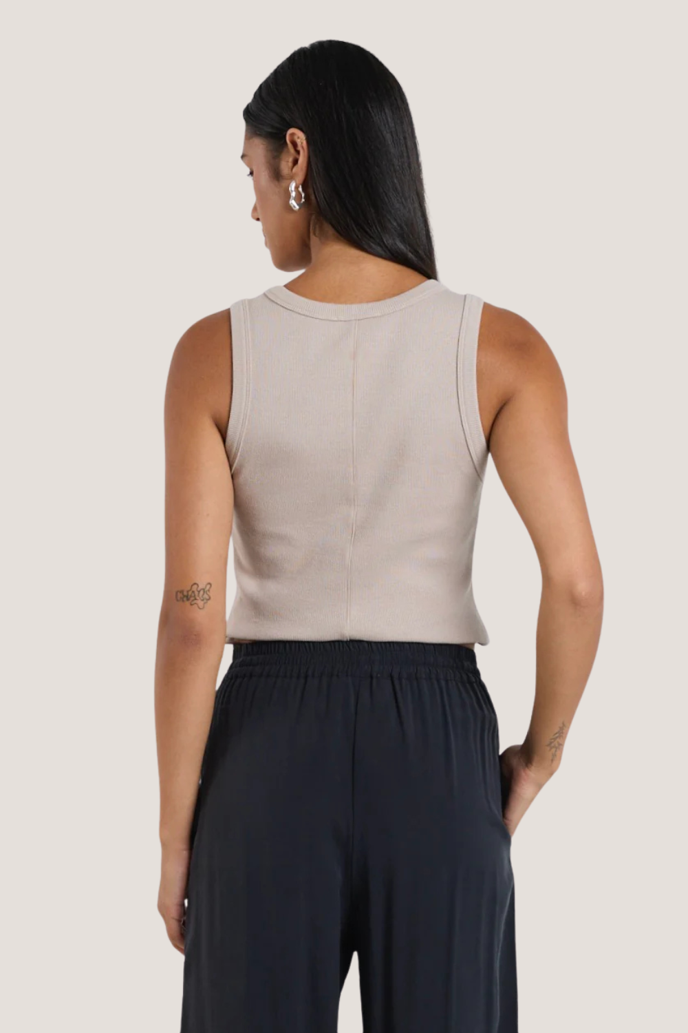 Cobble Taupe Rib Cutaway Tank
