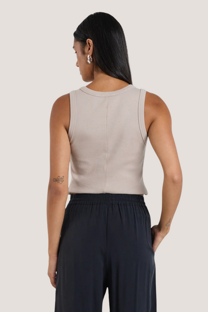 Cobble Taupe Rib Cutaway Tank