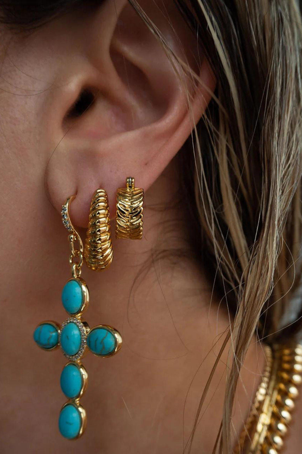 Ridged Marabella Hoops | Gold