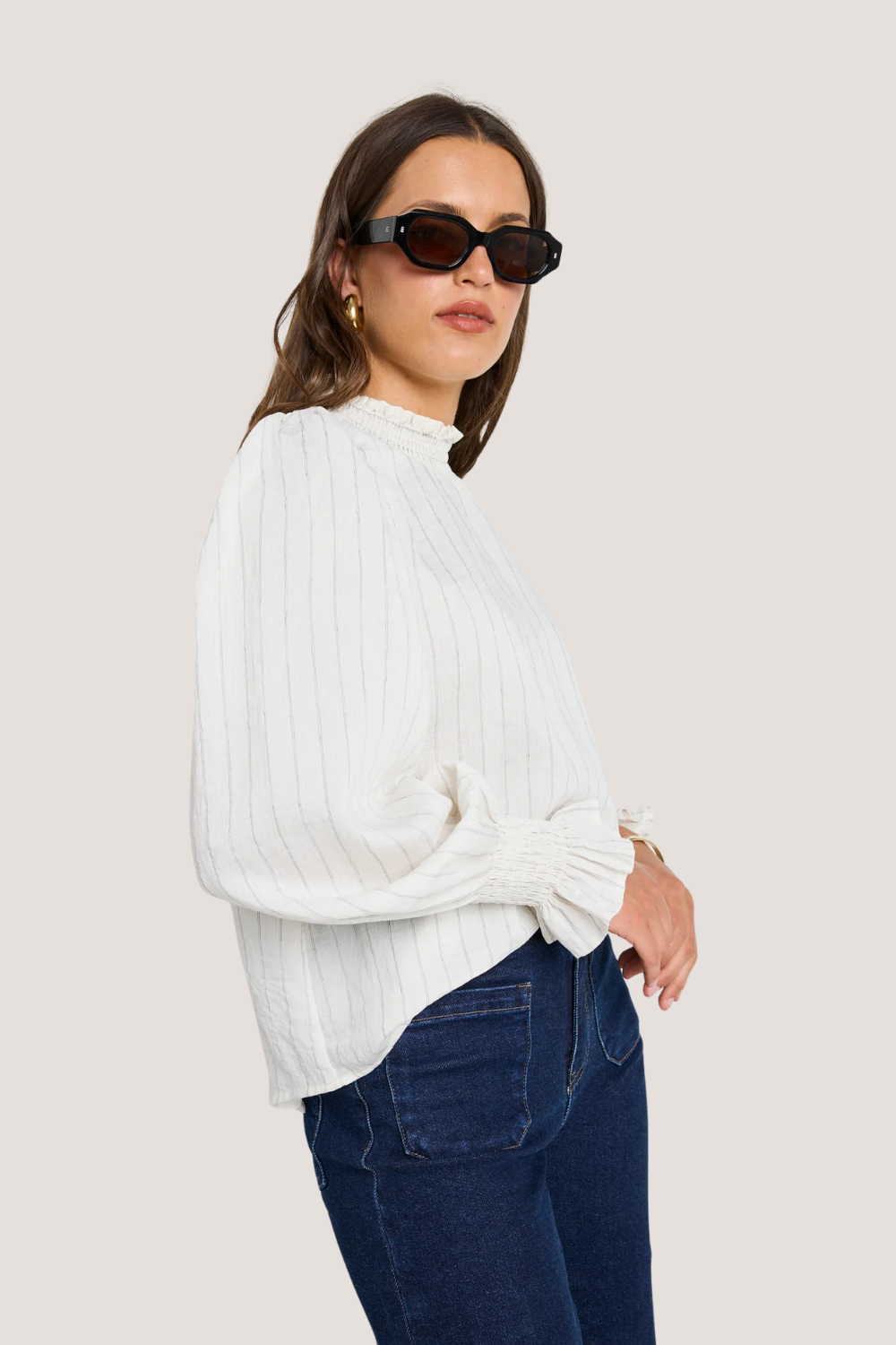 Emphatic Ivory Stripe High Neck Top