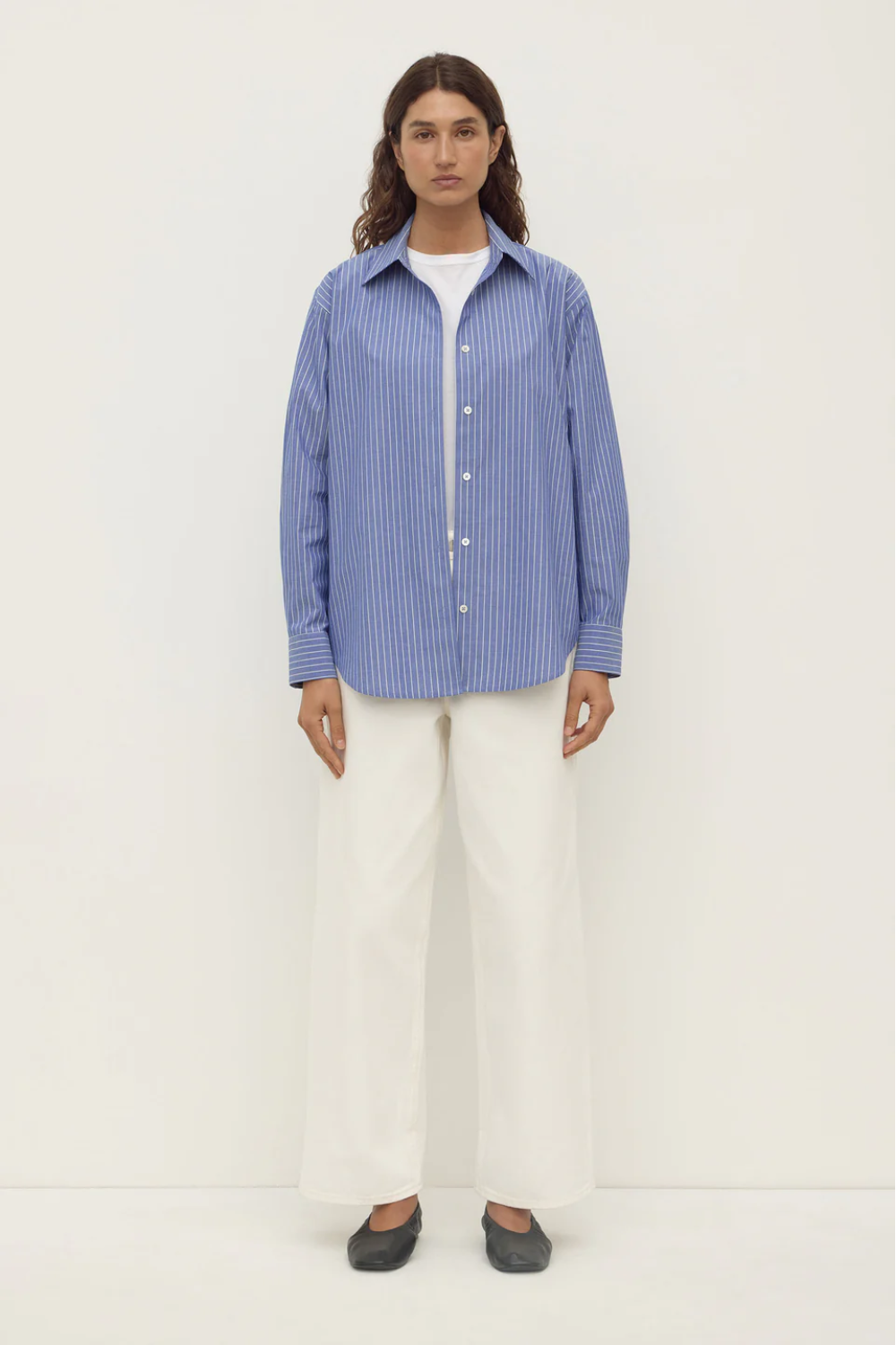 Anais Stripe Long Sleeve Shirt | Blue/White Stripe