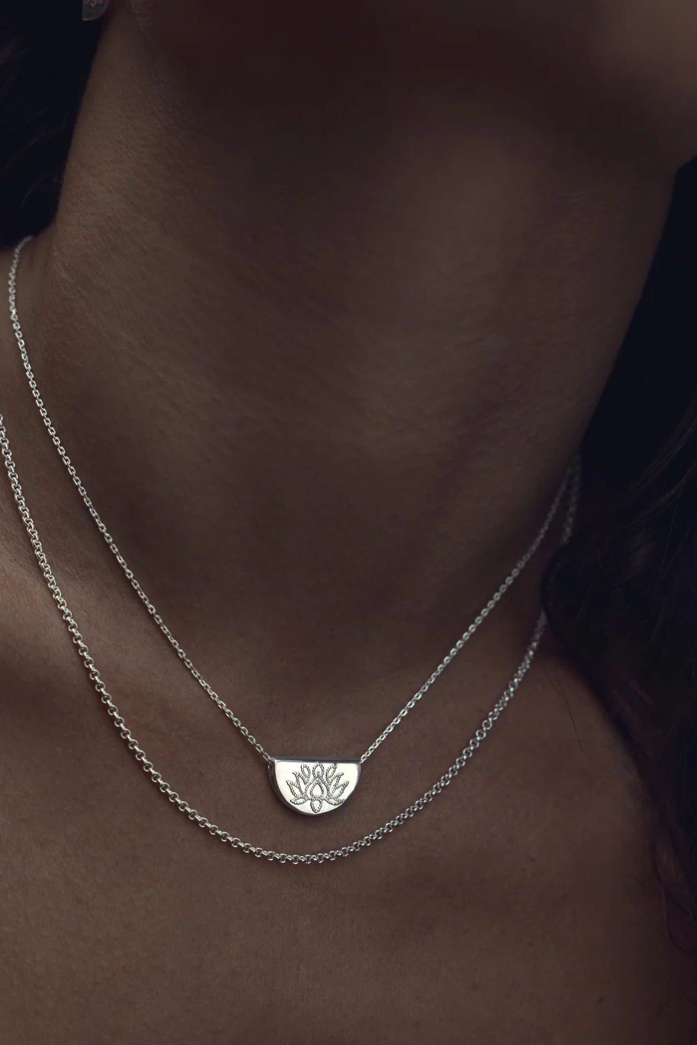 Sterling Silver Lotus Short Necklace