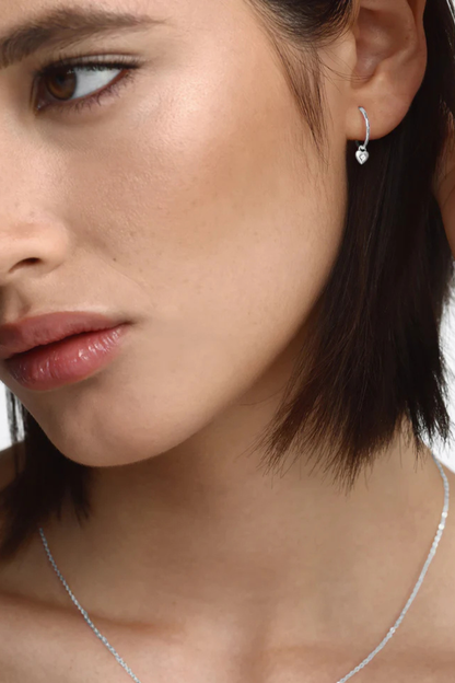 Mini Heart Hoops | Silver