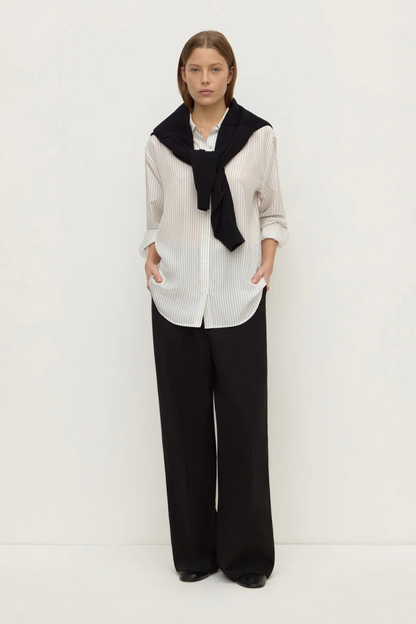 Saskia Silk Shirt | Cream/Charcoal Stripe