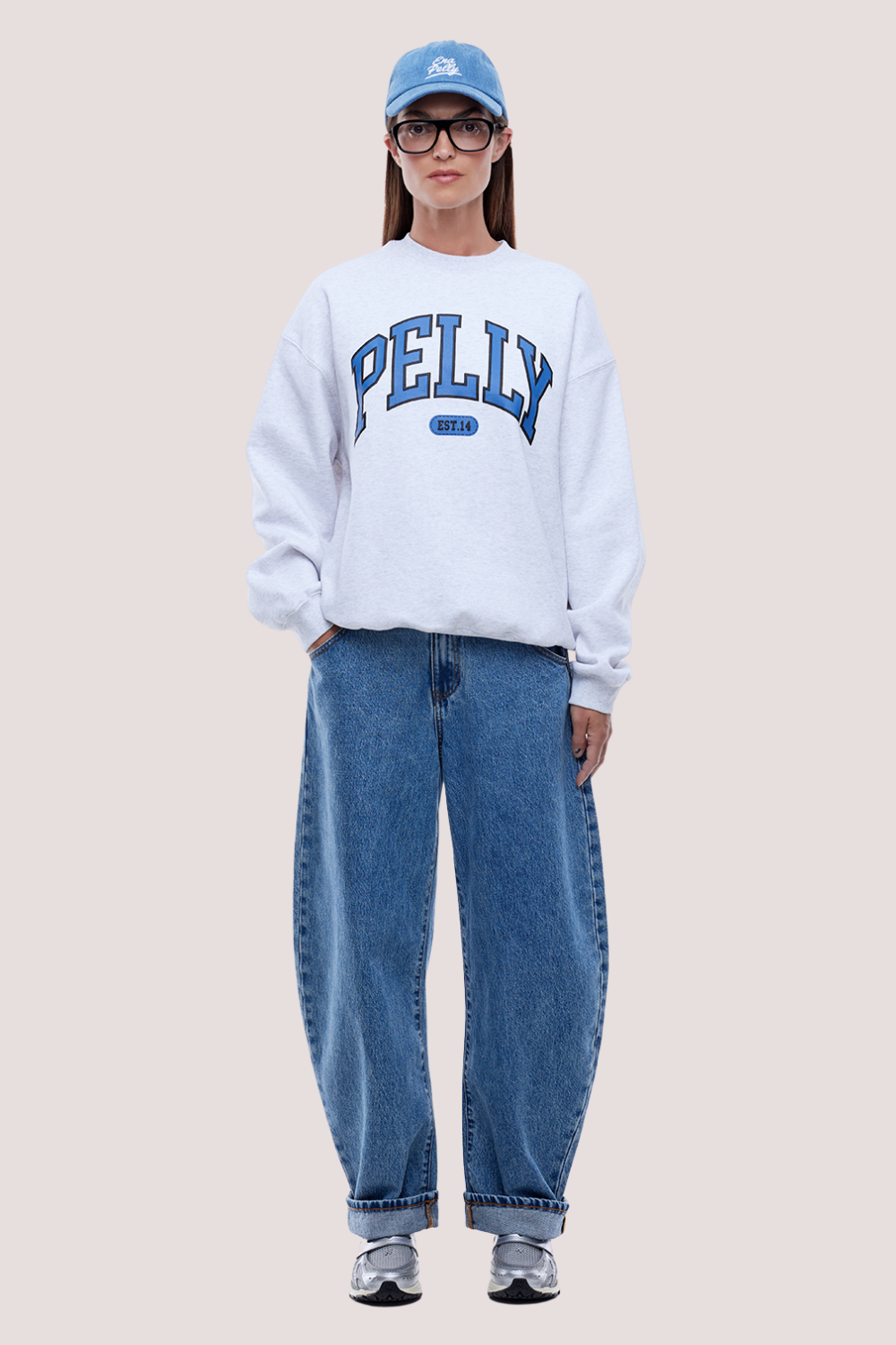 Pelly Collegiate Sweatshirt | White Marle