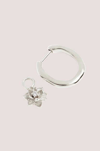 Sterling Silver Bloom Within Lotus Hoops