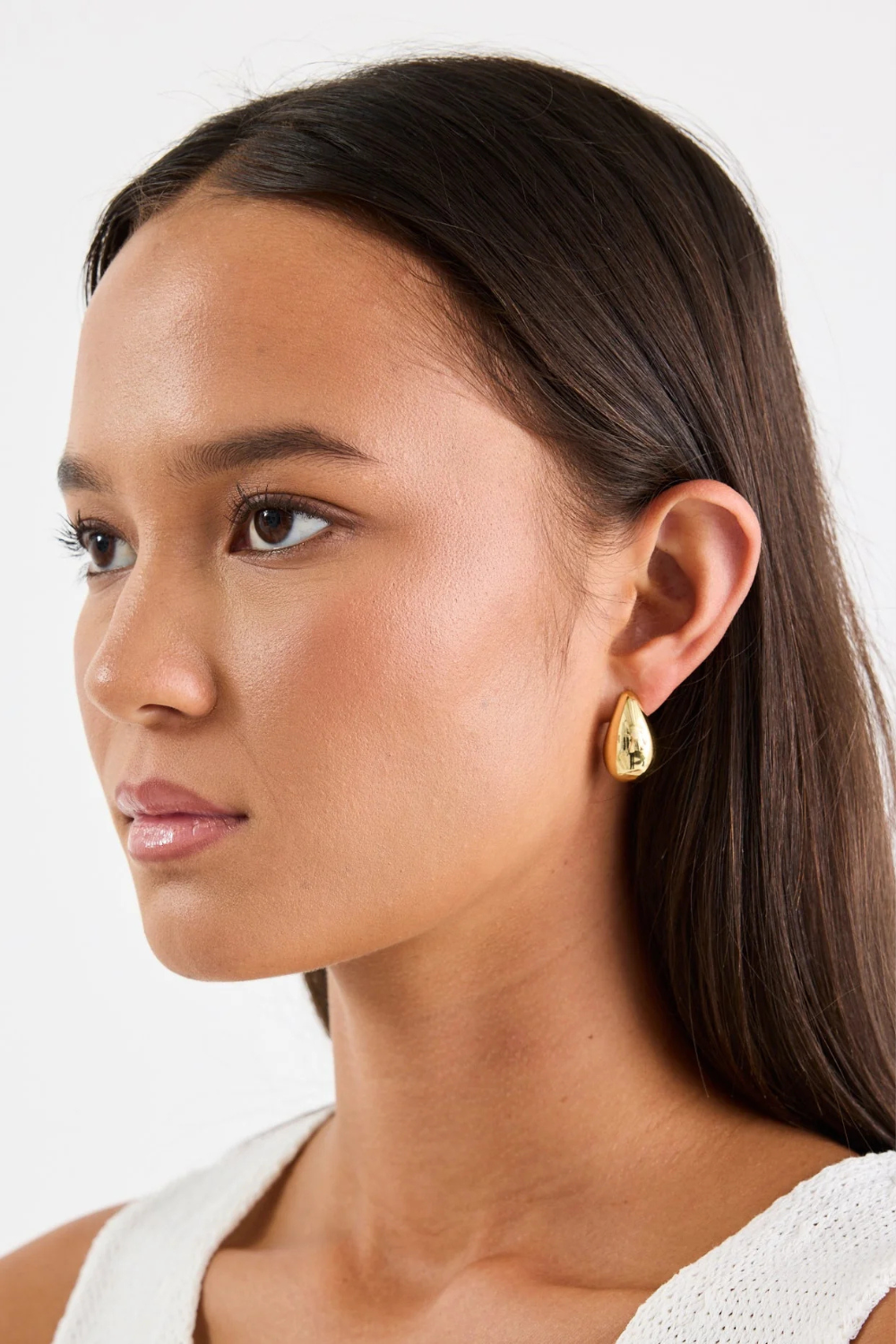 Tear Drop Gold Stud Earring