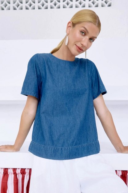 Melenia Denim Top | Indigo