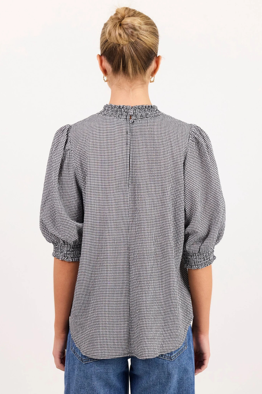 Influential Black White Mini Gingham High Neck Top