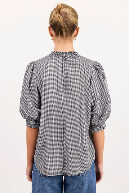Influential Black White Mini Gingham High Neck Top