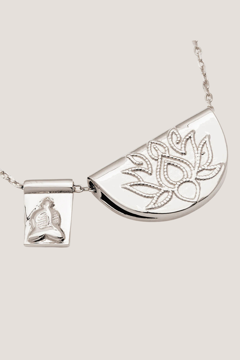 Sterling Silver Lotus and Little Buddha Necklace