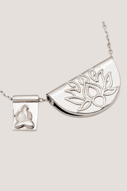 Sterling Silver Lotus and Little Buddha Necklace