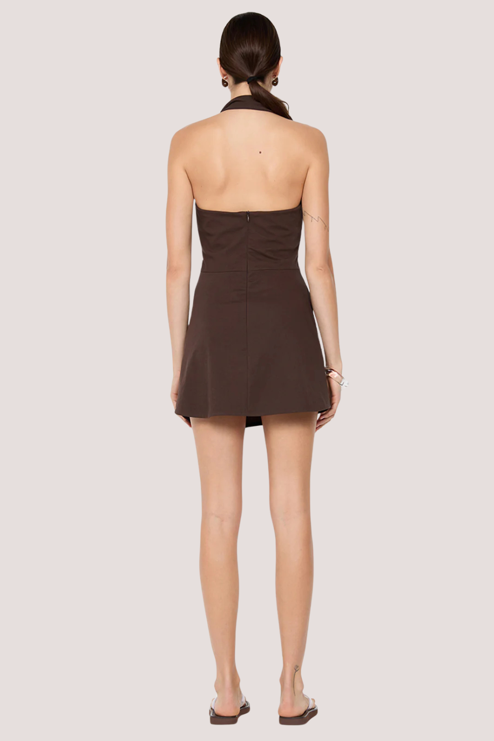 Annetta Halter Mini Dress | Dark Chocolate