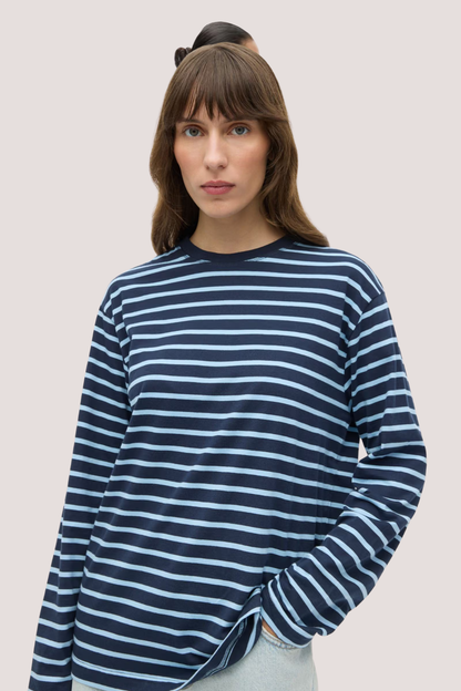 Enkulla LS Stripe | Navy Powder Blue Stripe