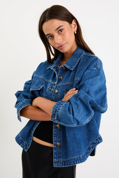 Echo Storm Blue Patch Pocket Denim Jacket