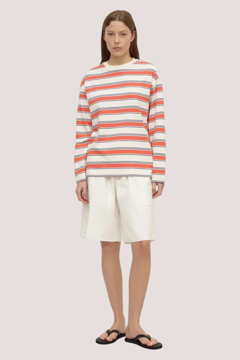 Eliana Stripe Cotton Long Sleeve Tee | Dahlia Stripe