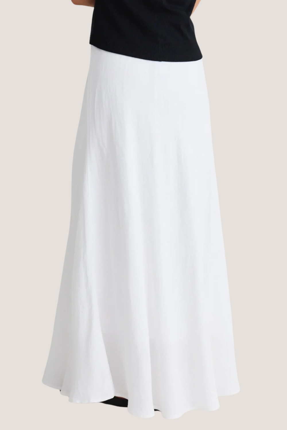 Lagos White Linen Blend Bias Maxi Skirt