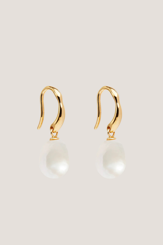18k Gold Vermeil Harmony Pearl Hook Earrings