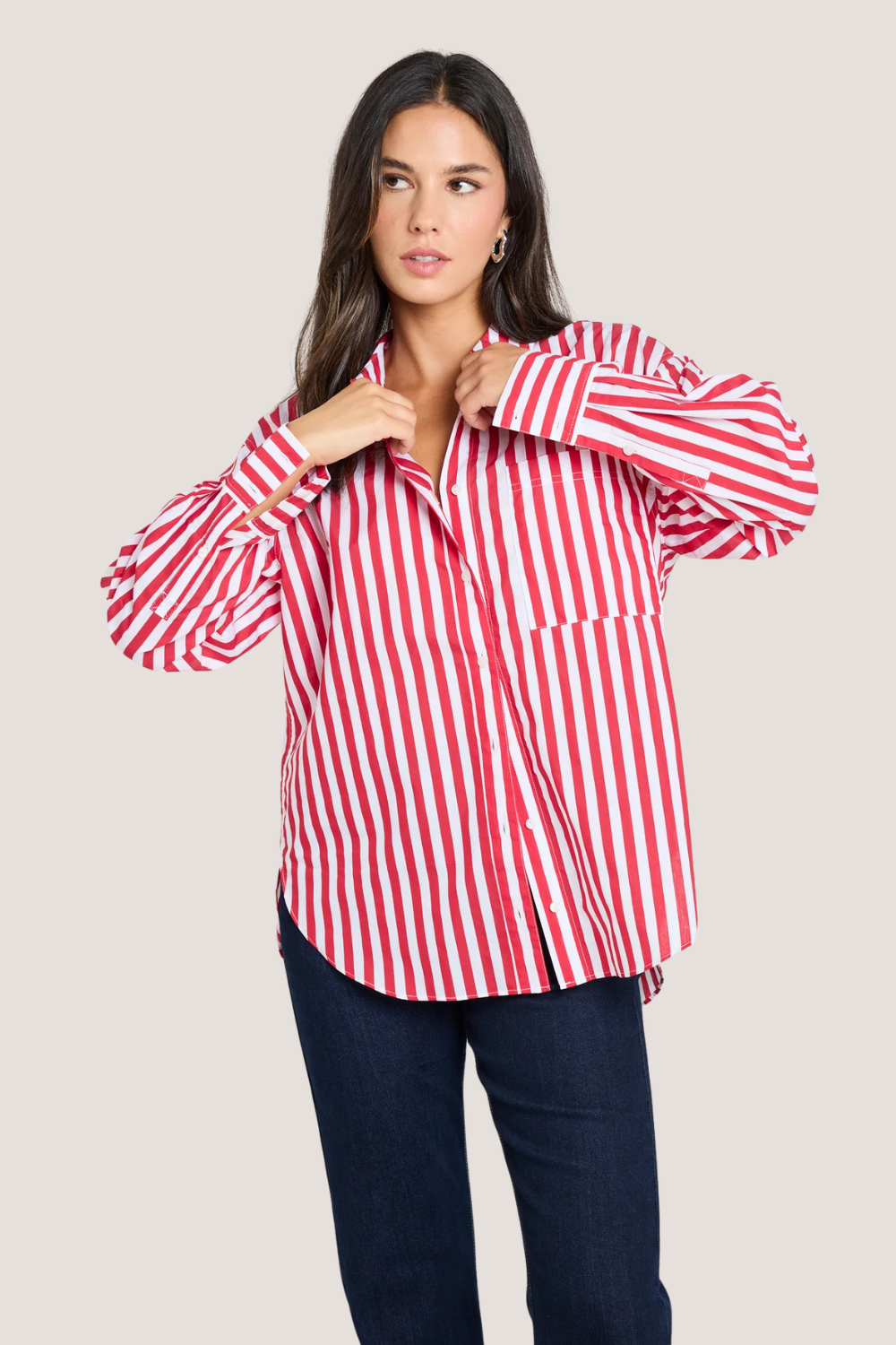You Got This Red Stripe Oversized Shirt