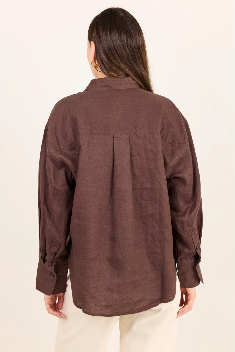 Uplifted Dark Chocolate Linen Oversized Shirt