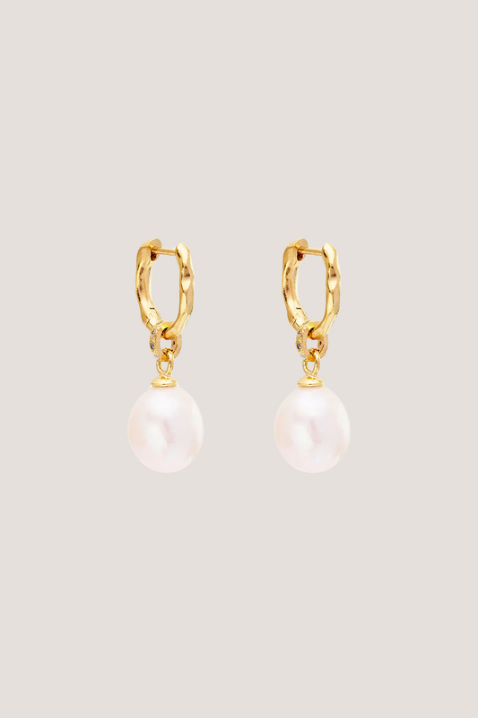 18k Gold Vermeil Embrace Stillness Pearl Hoops