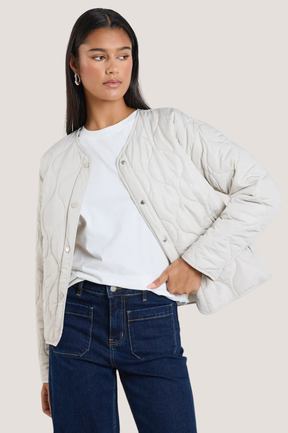 Apex Putty Collarless Puffer Jacket