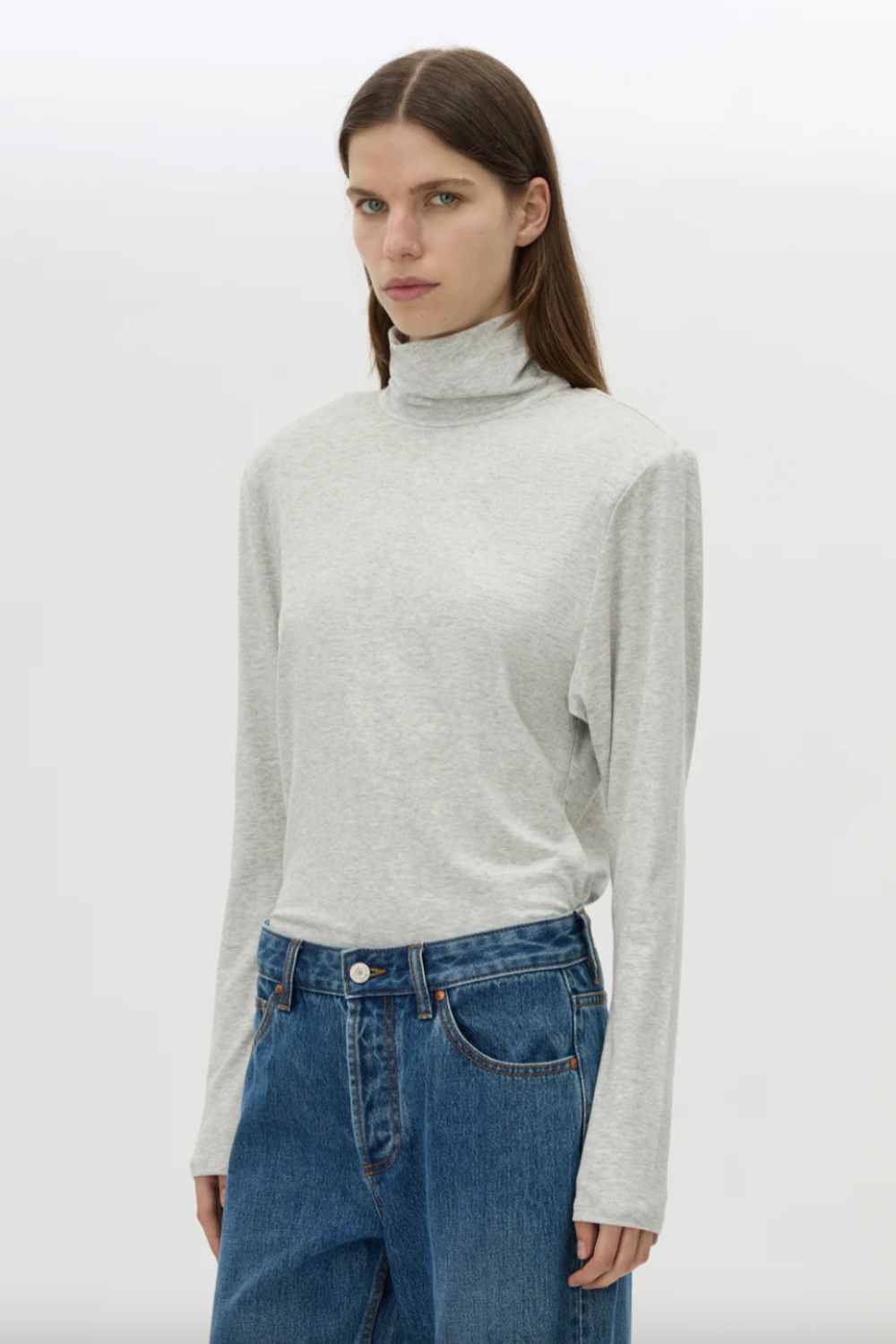 Florian Turtleneck Top | Grey Marle