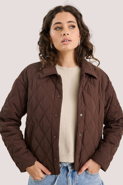 Absolute Chocolate Collared Quilted Jacket