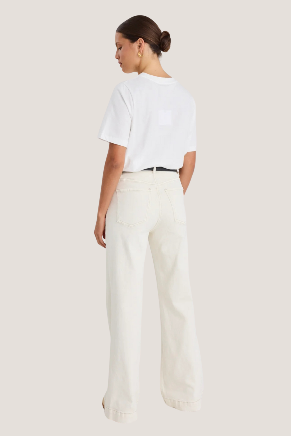 Zoey Ecru High Rise Wide Leg Pocket Jean