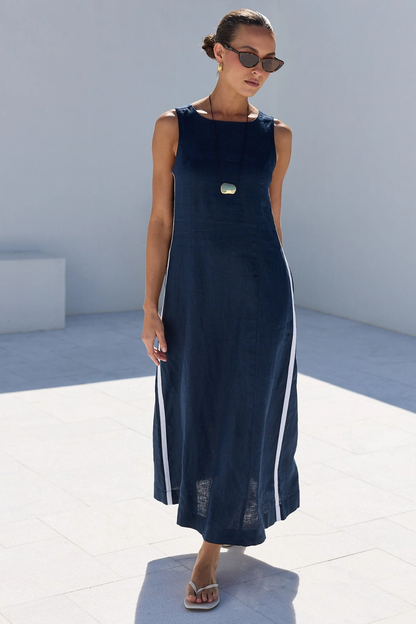 Future Ink Linen Sleeveless Midi Dress