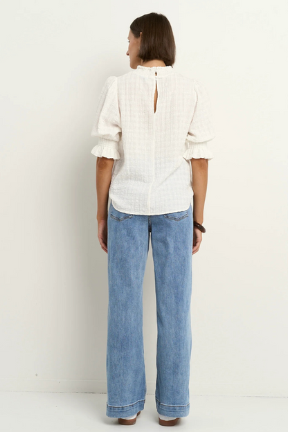Influential Ivory Texture High Neck Top