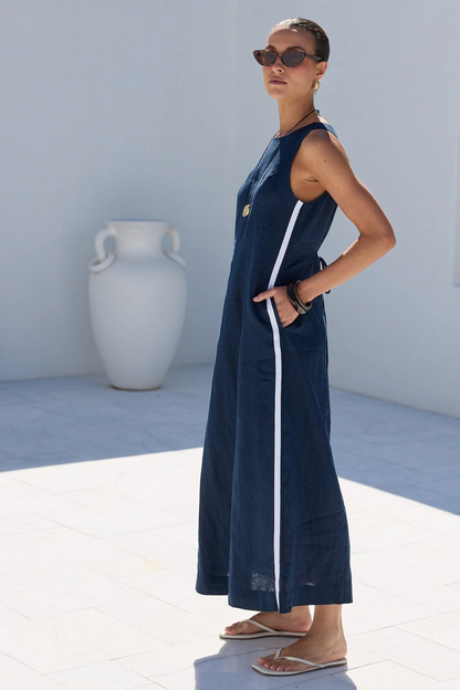 Future Ink Linen Sleeveless Midi Dress