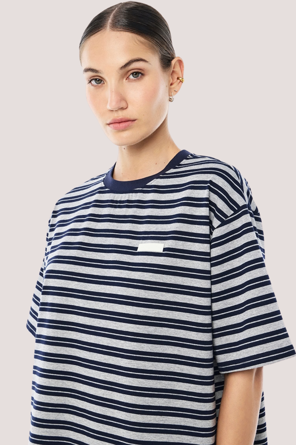 Oversized Spark Tee | Dark Navy Stripe